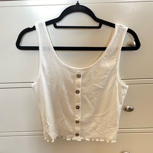 White Ribbed Crop Tank